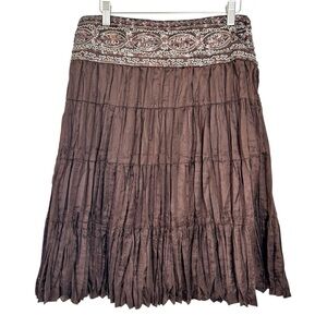 Wet Seal Vintage Y2K Satin Pleated Chocolate Brown Skirt Size L